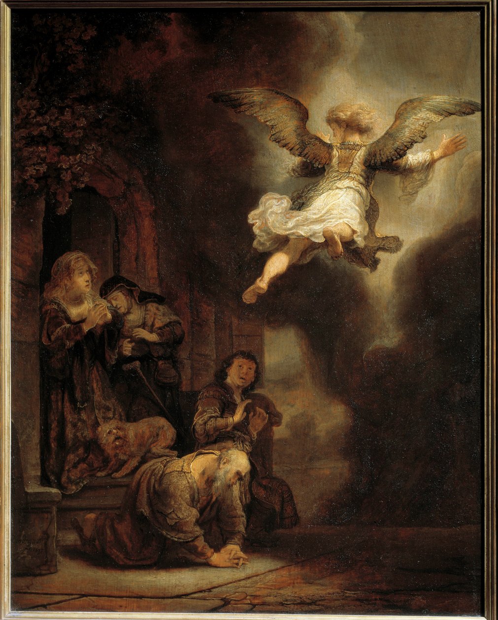 Der Erzengel Gabriel verlässt die Familie von Tobias, 1637 von Rembrandt van Rijn