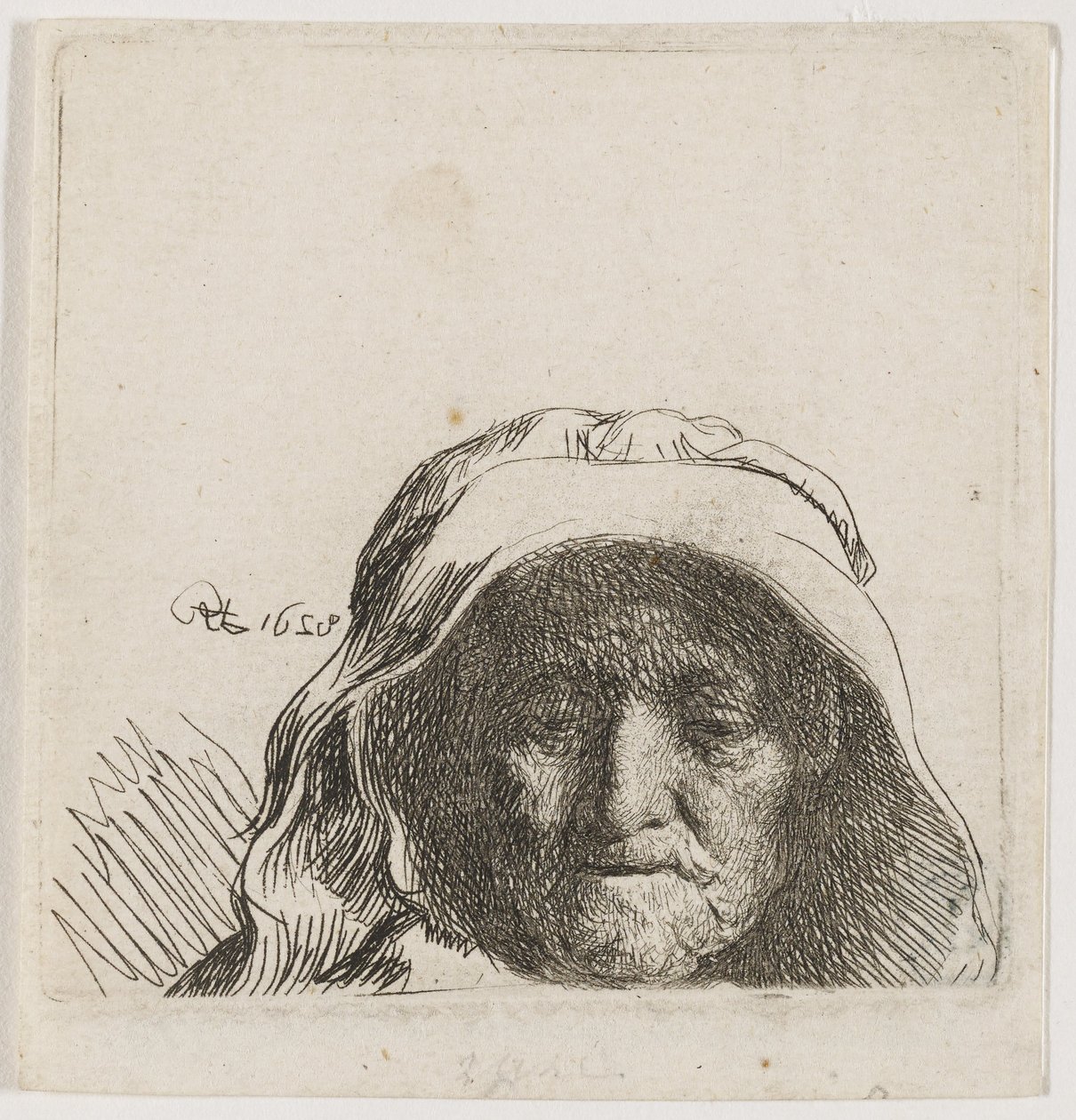 Die Mutter des Künstlers: nur Kopf, Vollgesicht von Rembrandt van Rijn