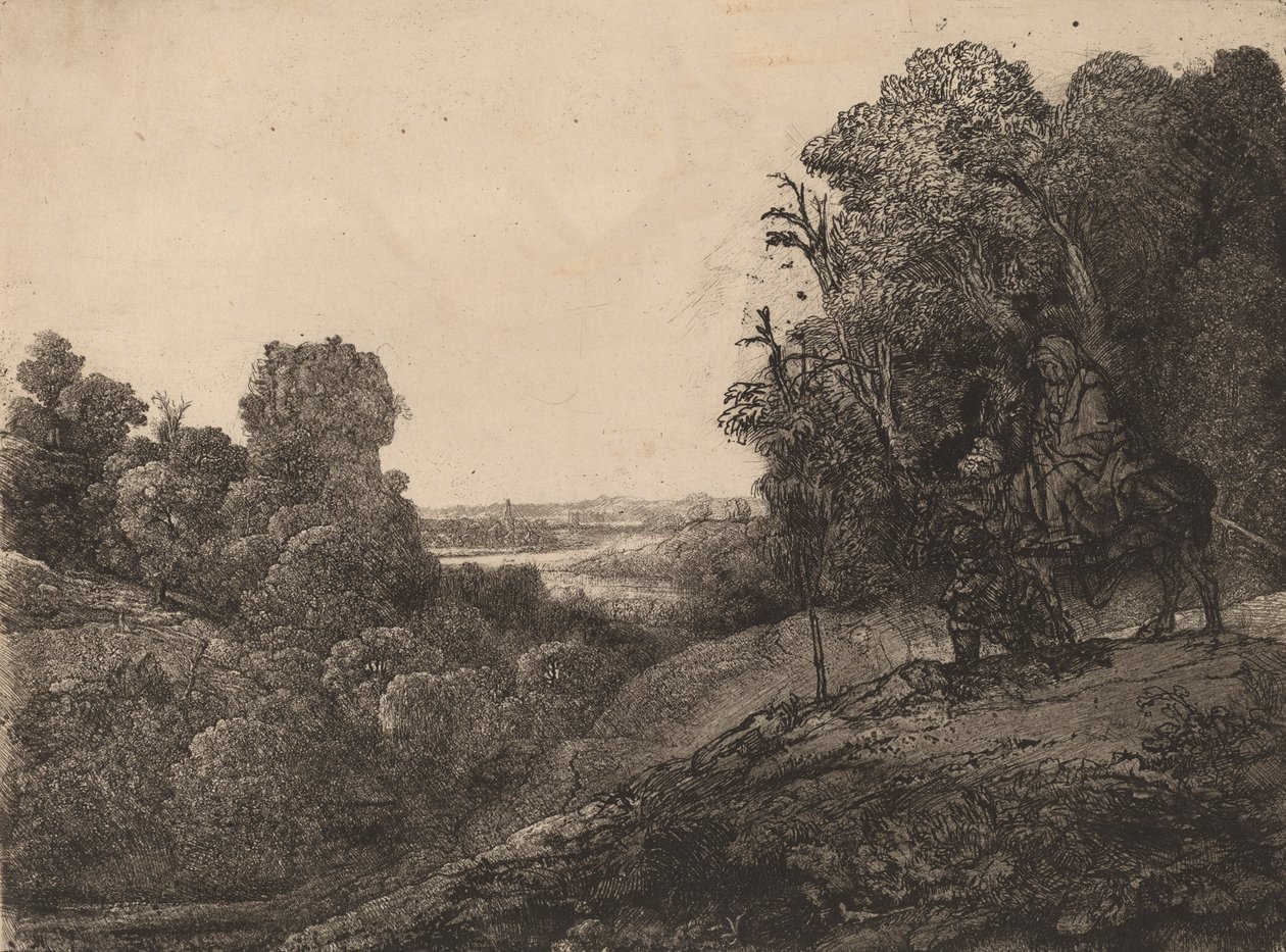 Die Flucht nach Ägypten: Verändert von Seghers, ca. 1653 von Rembrandt van Rijn