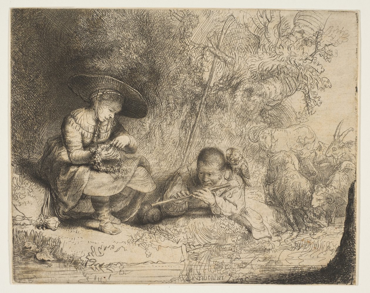Der Flötenspieler, 1642 von Rembrandt van Rijn