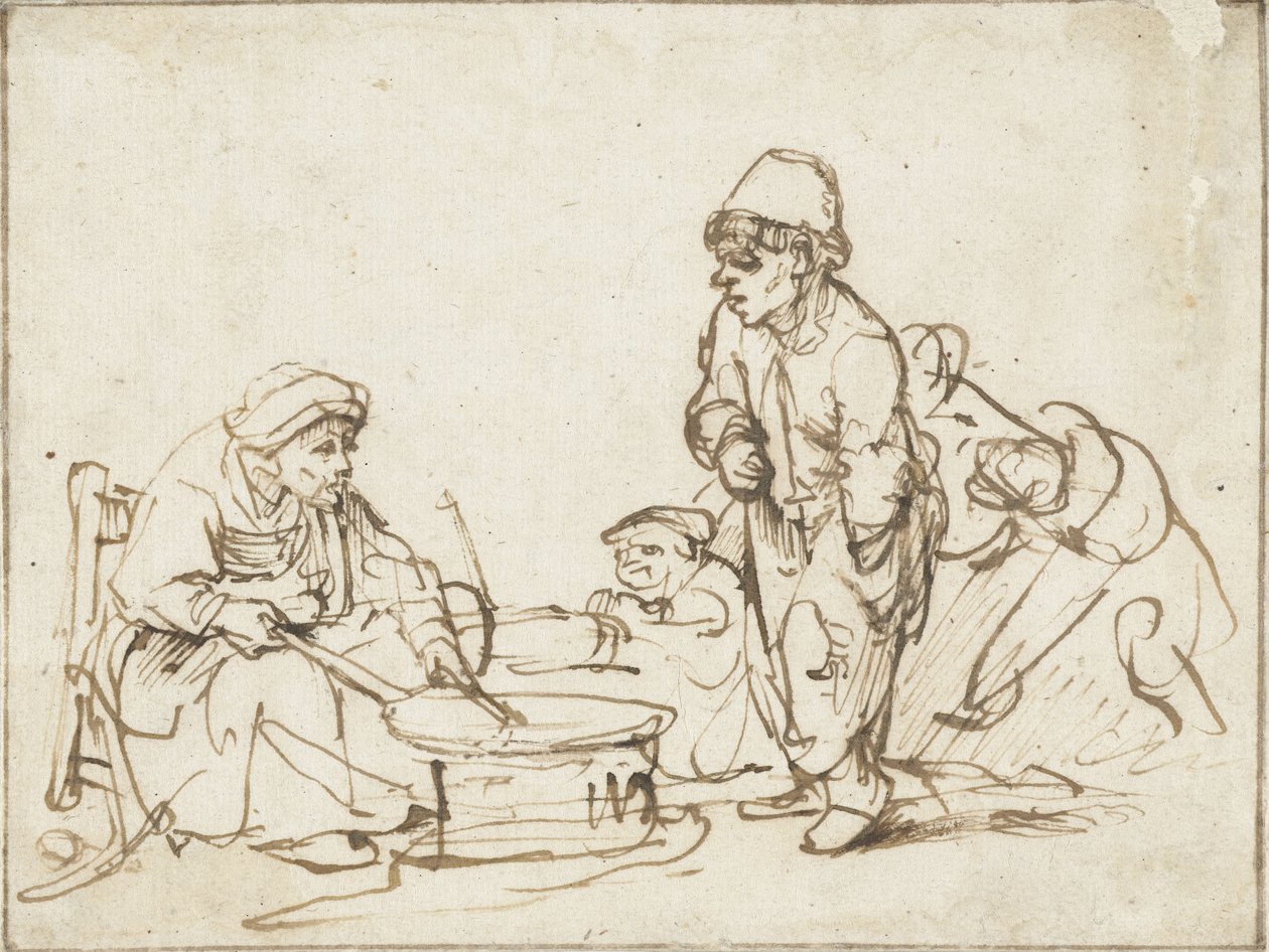 Die Pfannkuchenfrau, um 1635 von Rembrandt van Rijn