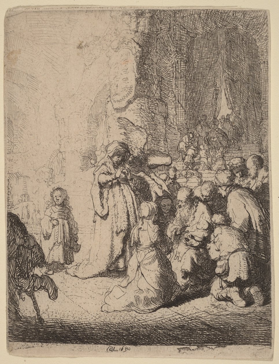 Die Darstellung im Tempel mit dem Engel: Kleine Platte von Rembrandt van Rijn