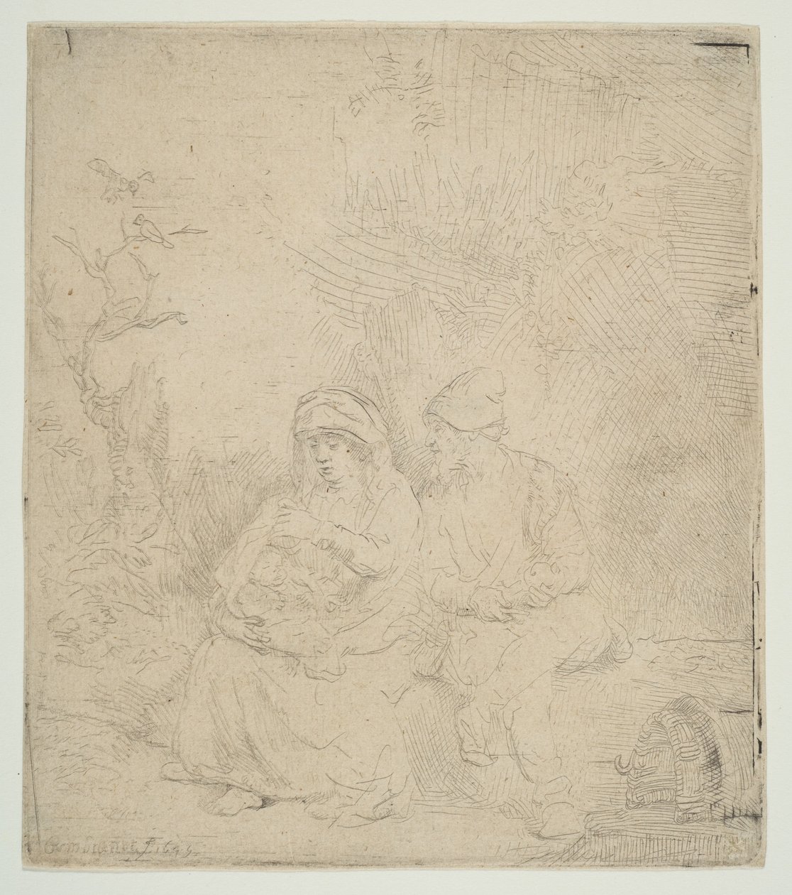 Die Rast auf der Flucht nach Ägypten, leicht geätzt, 1645 von Rembrandt van Rijn