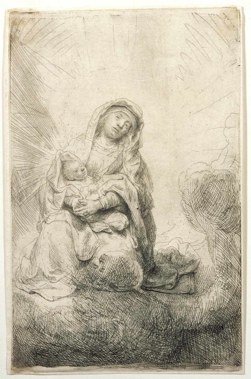Die Jungfrau und das Kind in den Wolken von Rembrandt van Rijn