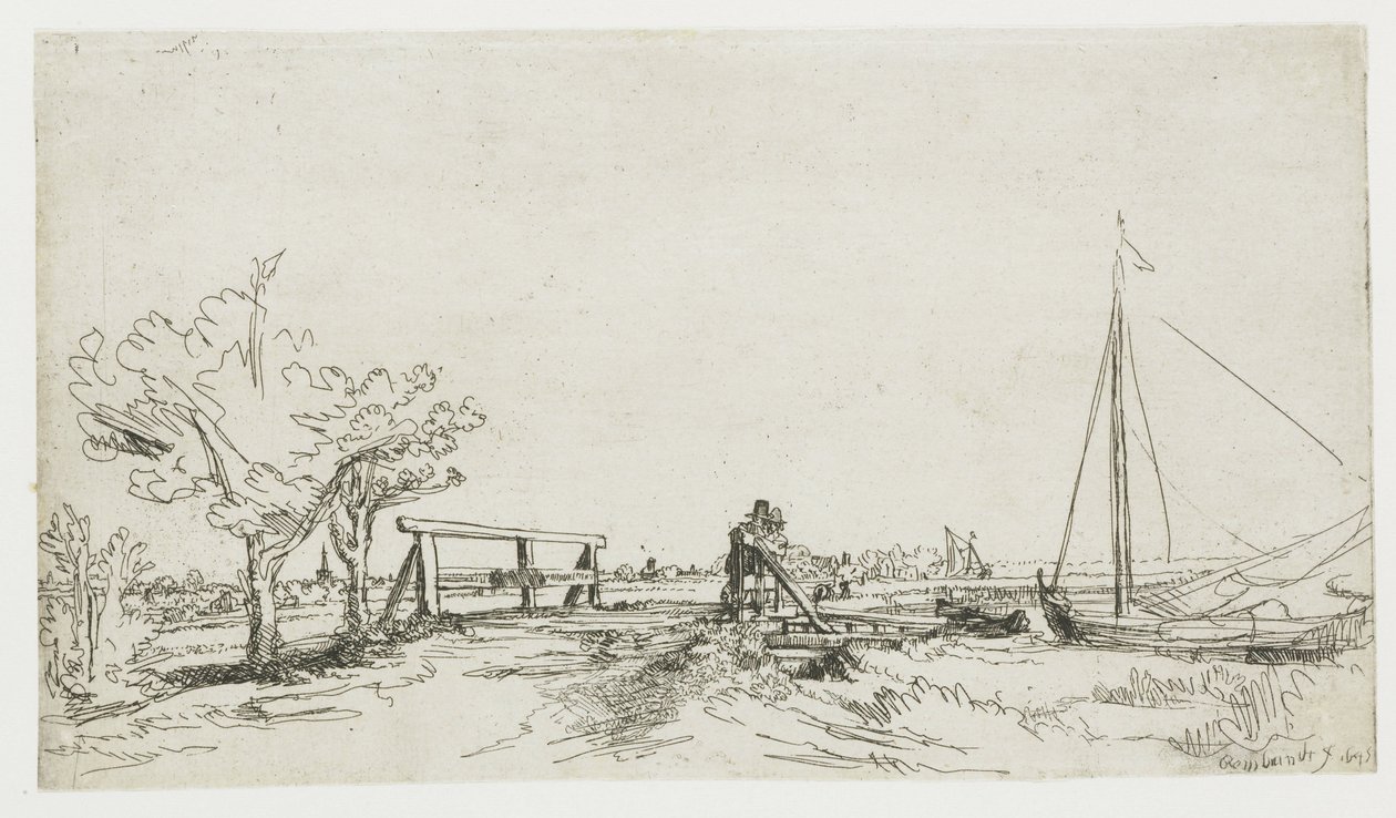 Die Brücke bei Klein Kostverloren an der Amstel von Rembrandt van Rijn