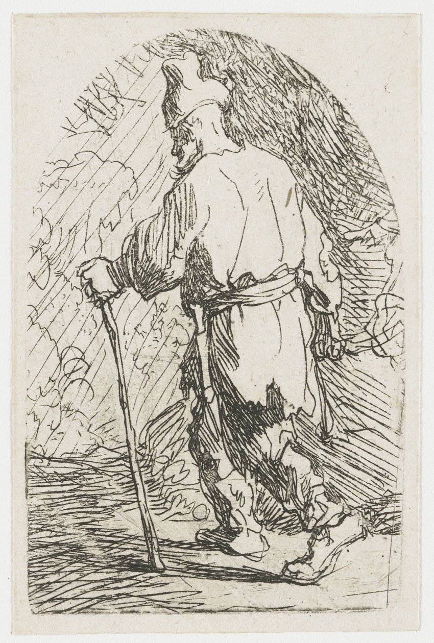 Die Flucht nach Ägypten: eine Skizze: St. Joseph von Rembrandt van Rijn