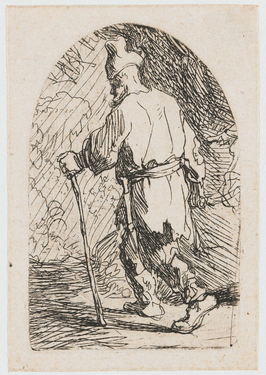 Die Flucht nach Ägypten: eine Skizze: St. Joseph von Rembrandt van Rijn