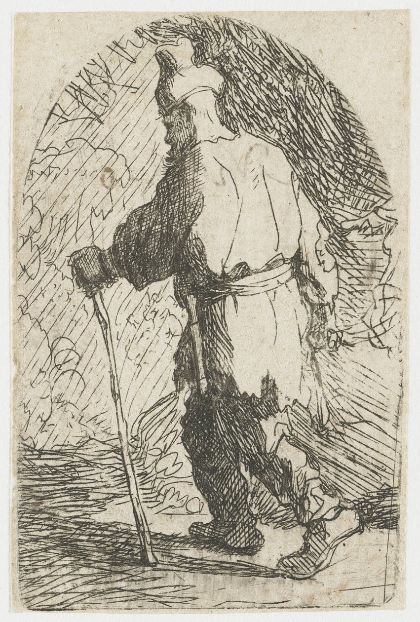 Die Flucht nach Ägypten: eine Skizze: St. Joseph von Rembrandt van Rijn