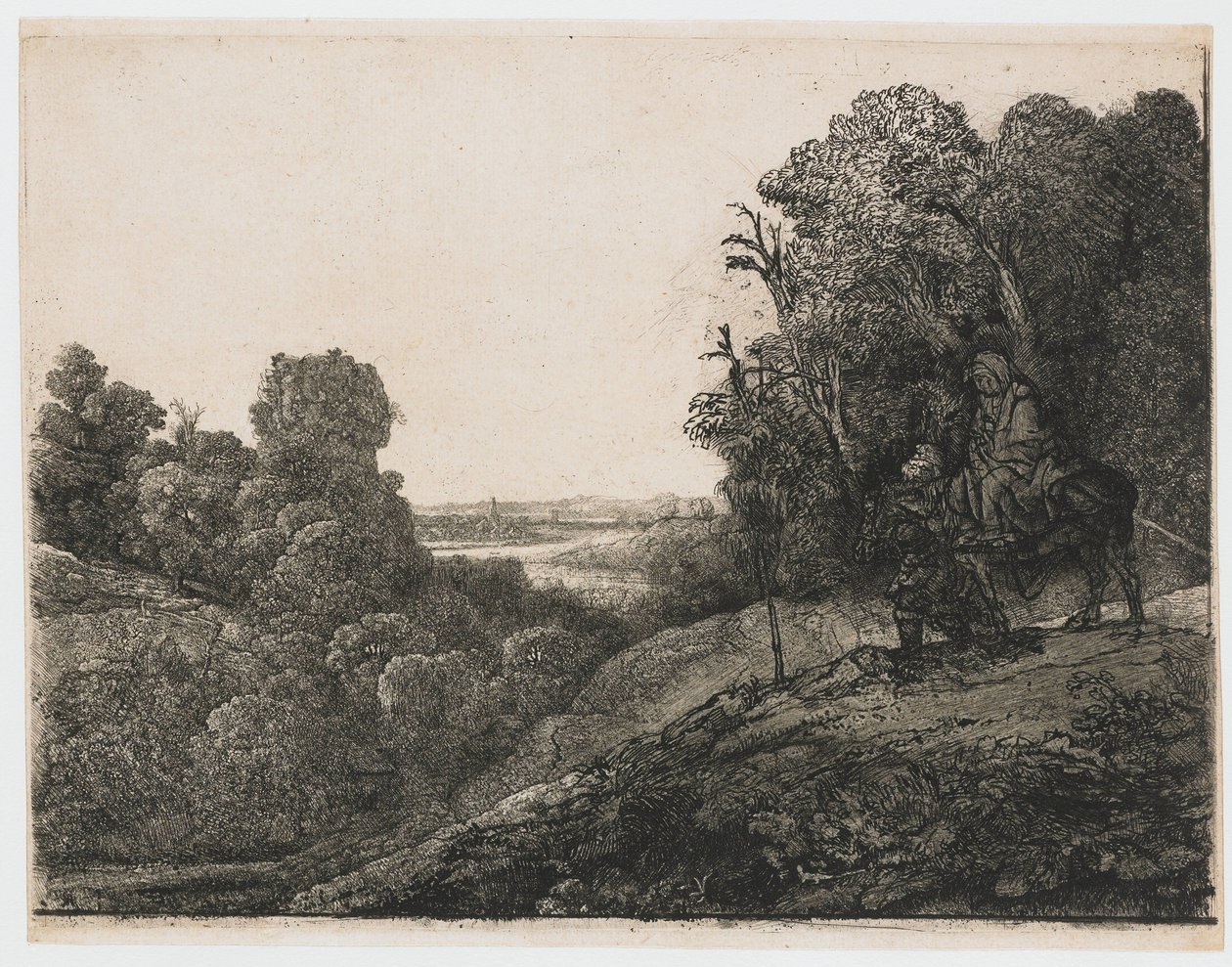 Die Flucht nach Ägypten: veränderte Platte von Seghers von Rembrandt van Rijn