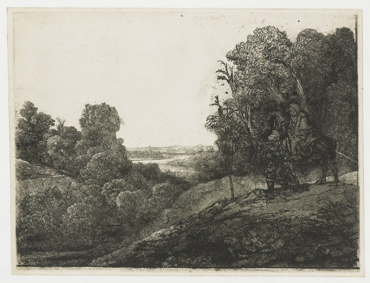 Die Flucht nach Ägypten: veränderte Platte von Seghers von Rembrandt van Rijn