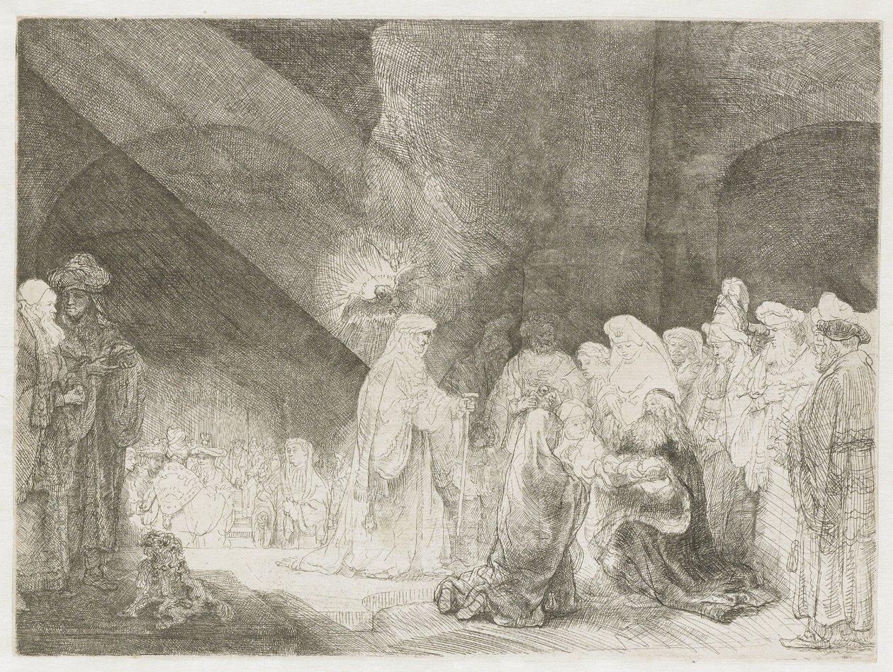 Die Darstellung im Tempel: länglicher Druck von Rembrandt van Rijn