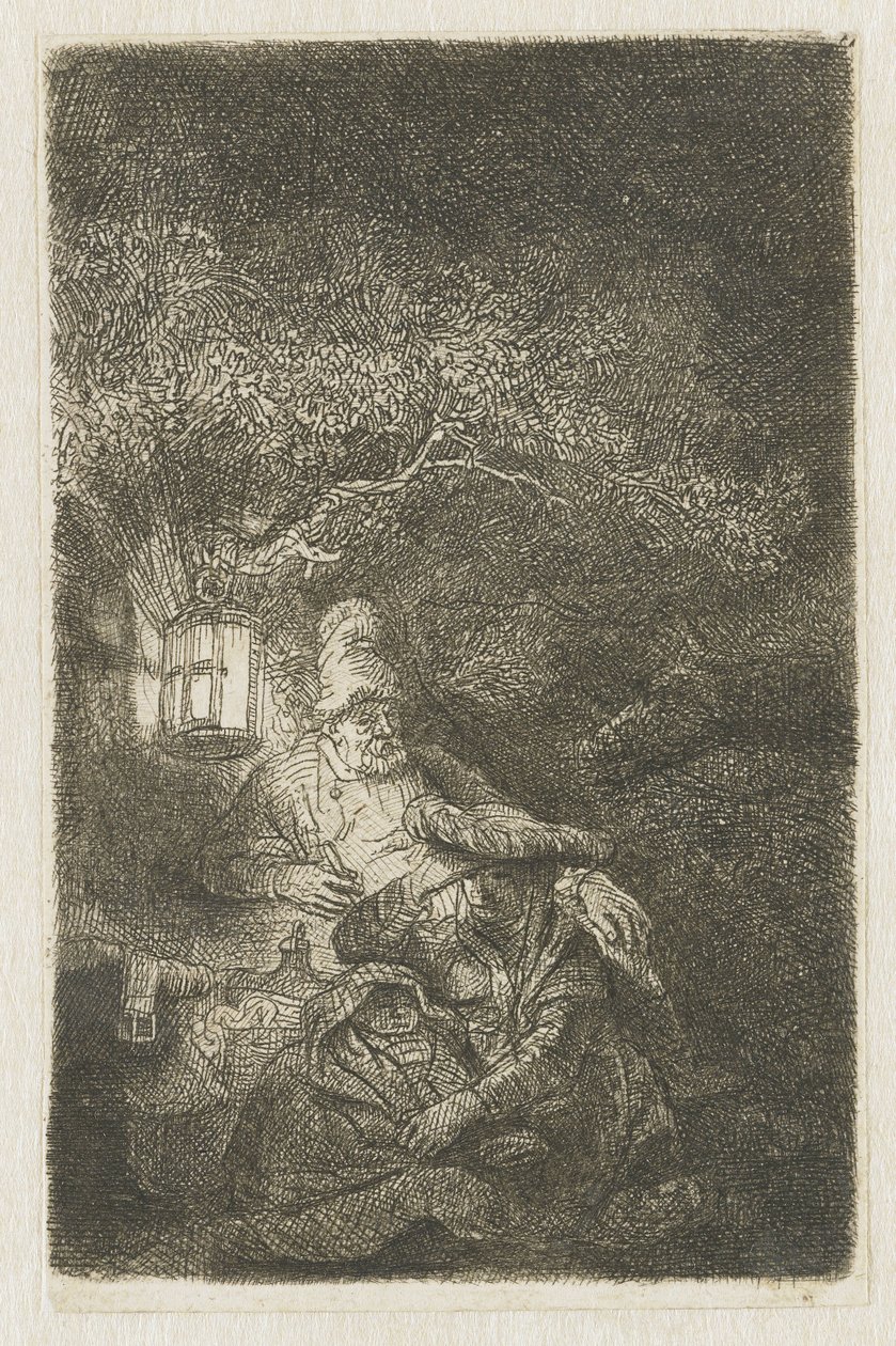 Die Rast auf der Flucht nach Ägypten: ein Nachtstück von Rembrandt van Rijn