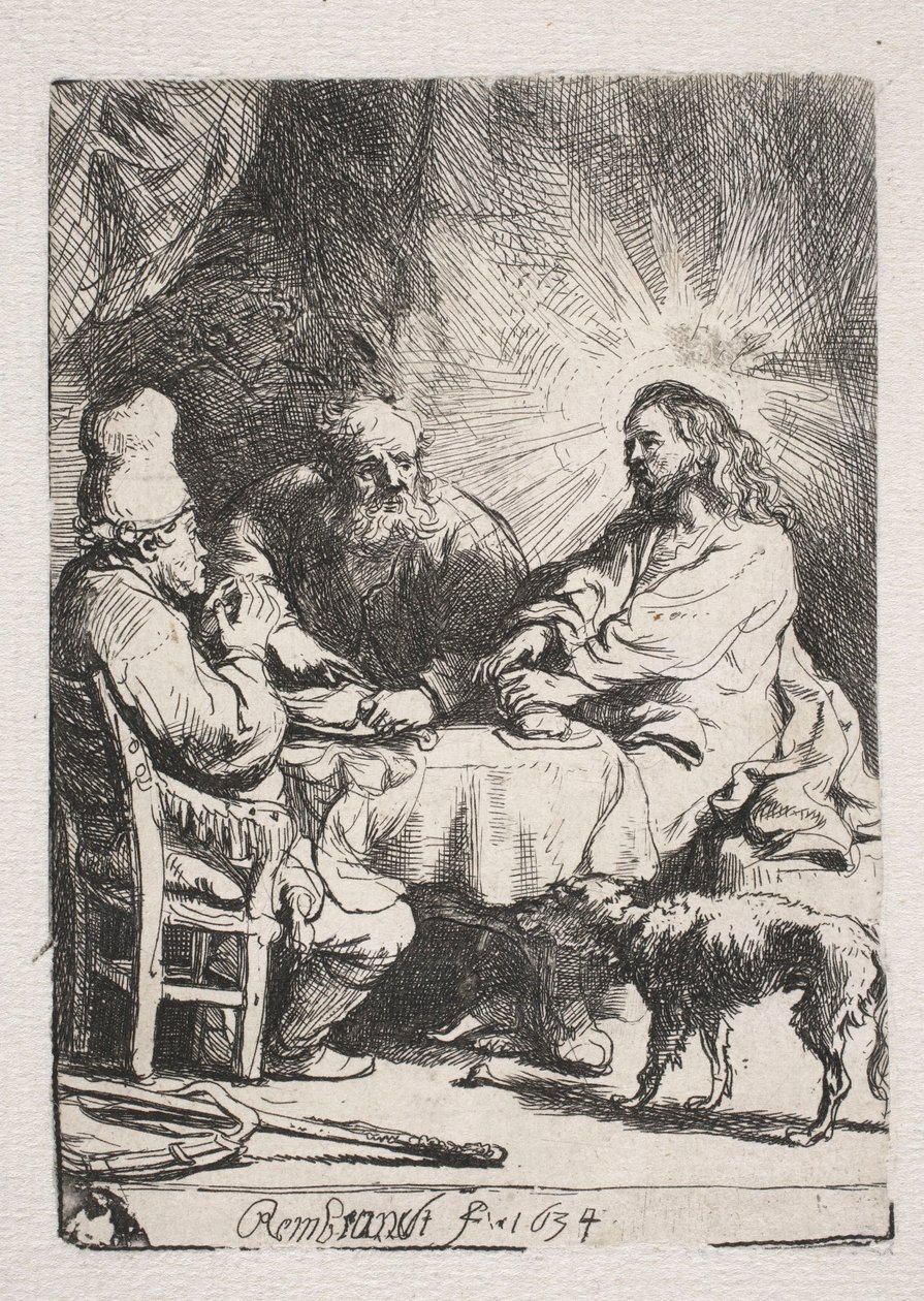 Abendmahl in Emmaus (kleine Platte) von Rembrandt van Rijn