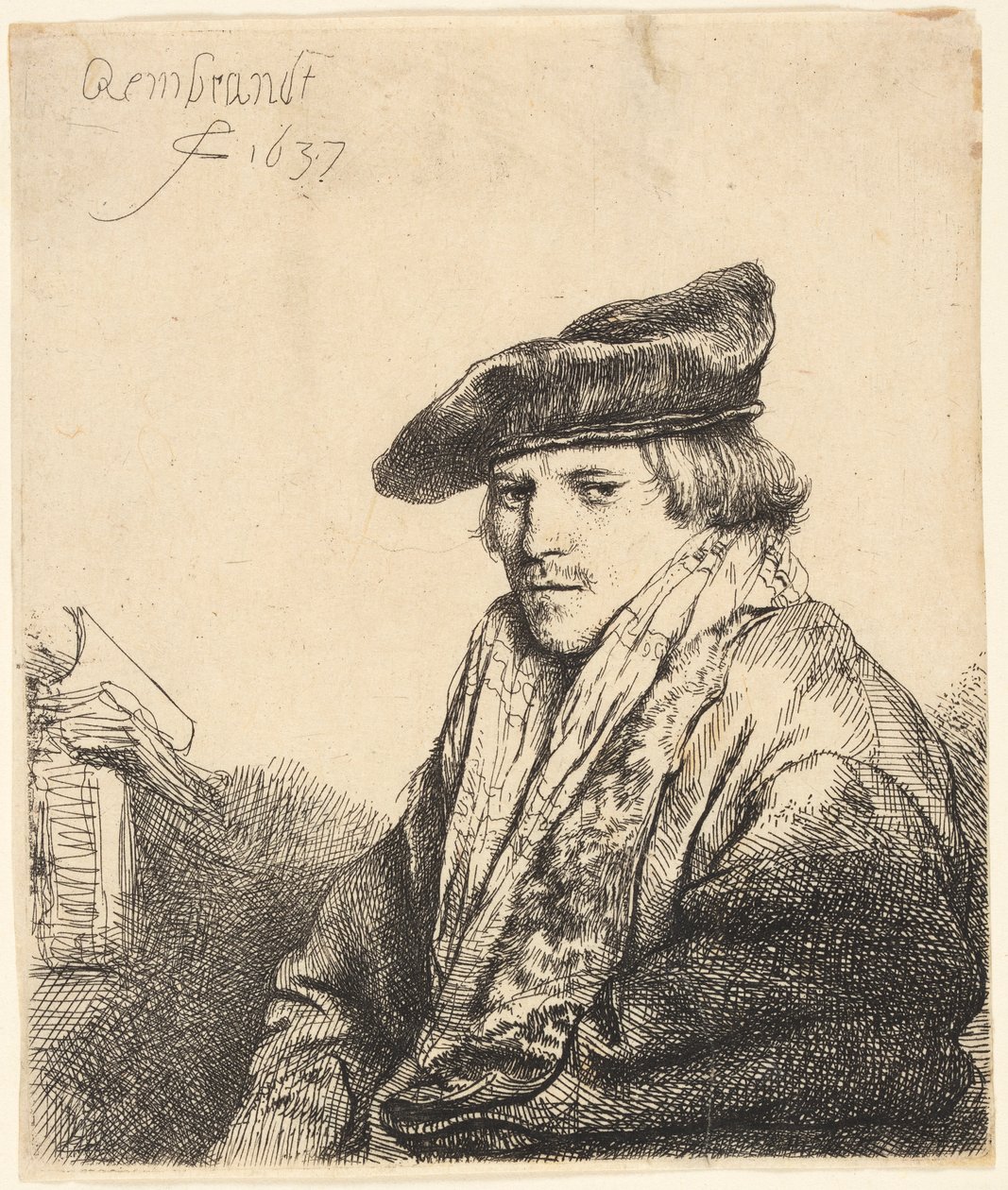 Junger Mann mit Samtkappe (Ferdinand Bol?) von Rembrandt van Rijn