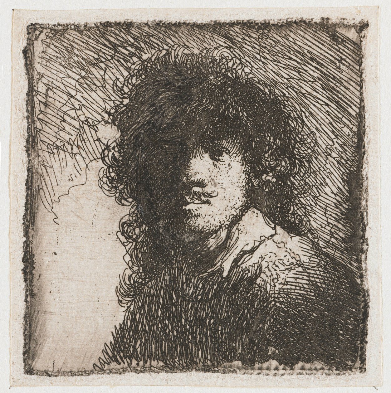 Selbstporträt ohne Kopfbedeckung von Rembrandt van Rijn