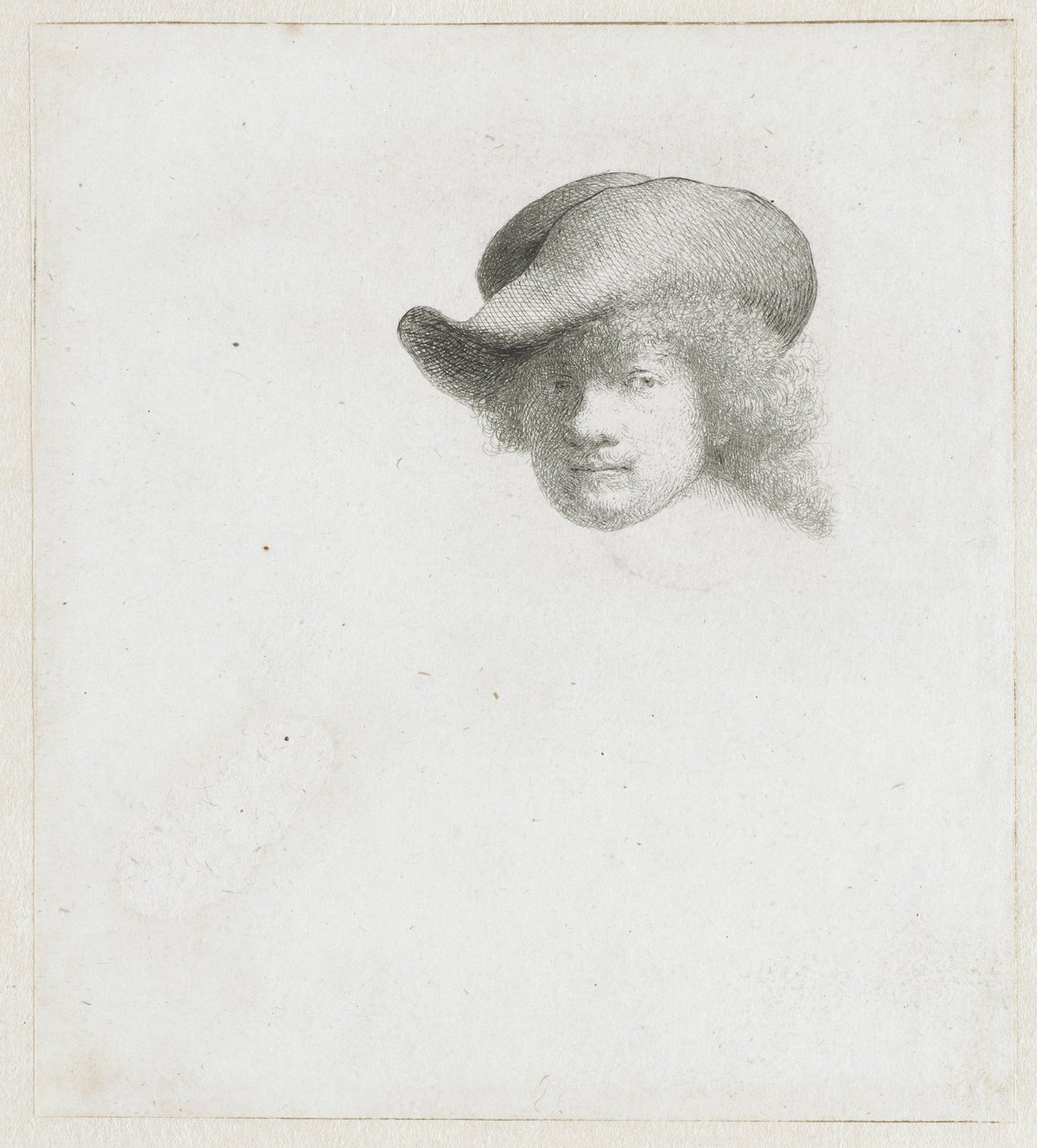 Selbstporträt mit schlaffem Hut und verzierter Mantel von Rembrandt van Rijn