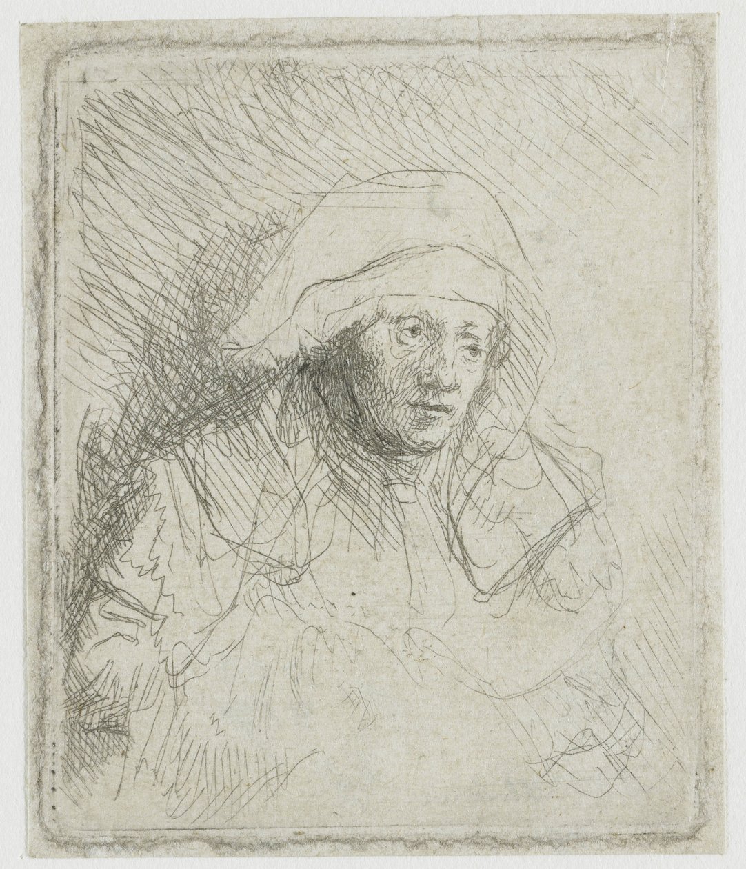 Kranke Frau mit einem weißen Kopftuch (Saskia) von Rembrandt van Rijn
