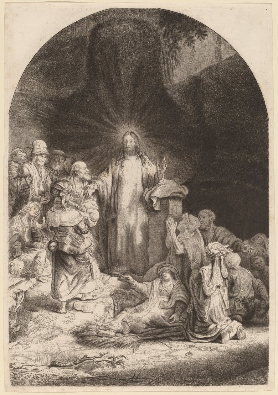 Christus predigt und heilt (Fragment aus dem Hundert-Gulden-Blatt) von Rembrandt van Rijn and William Baillie