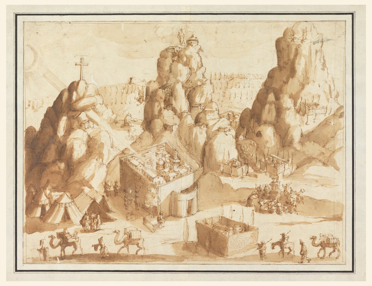 Fantastische Landschaft mit Szenen aus dem Alten und Neuen Testament von Remigio Cantagallina