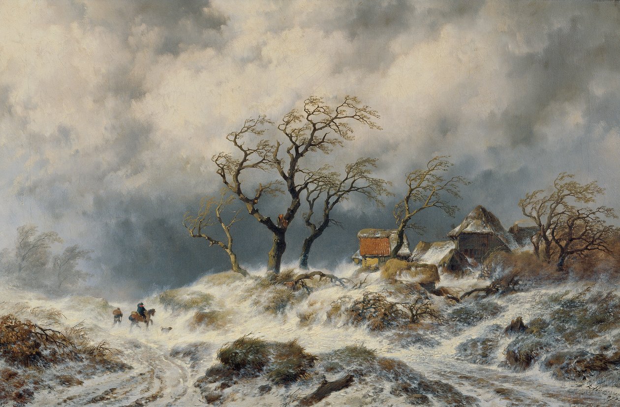 Holländische Winterlandschaft (Schneewehen) von Remigius Adrianus van Haanen