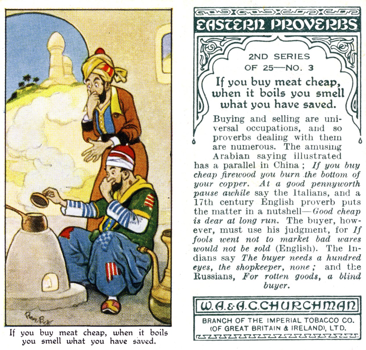 Wenn du billiges Fleisch kaufst, riechst du beim Kochen, was du gespart hast, 1932 von René Bull
