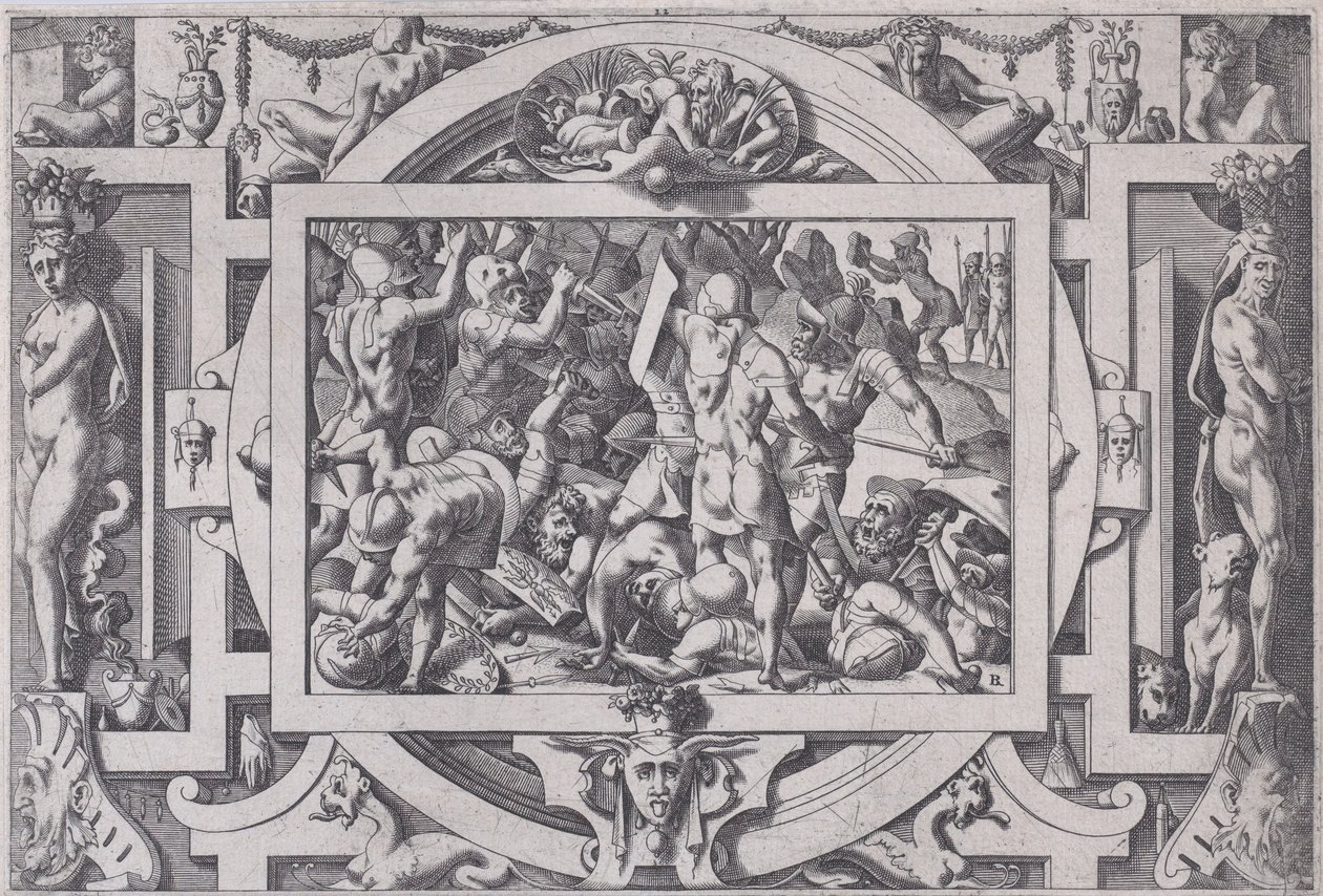 Jason wirft einen Stein auf die Riesen, 1563 von Rene Boyvin