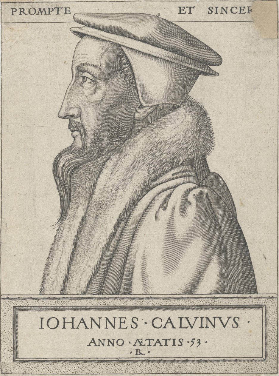Jean Calvin (1509 - 1564), Theologe und Hauptkraft der protestantischen Reformation, im Alter von 53 Jahren von Rene Boyvin
