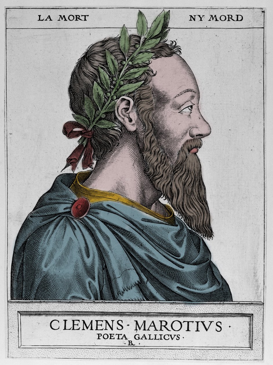 Porträt von Clement des Marets genannt Marot (1496-1544), französischer Dichter - Clement Marotius poeta gallicus Gravur von Rene Boyvin 1576 von Rene Boyvin