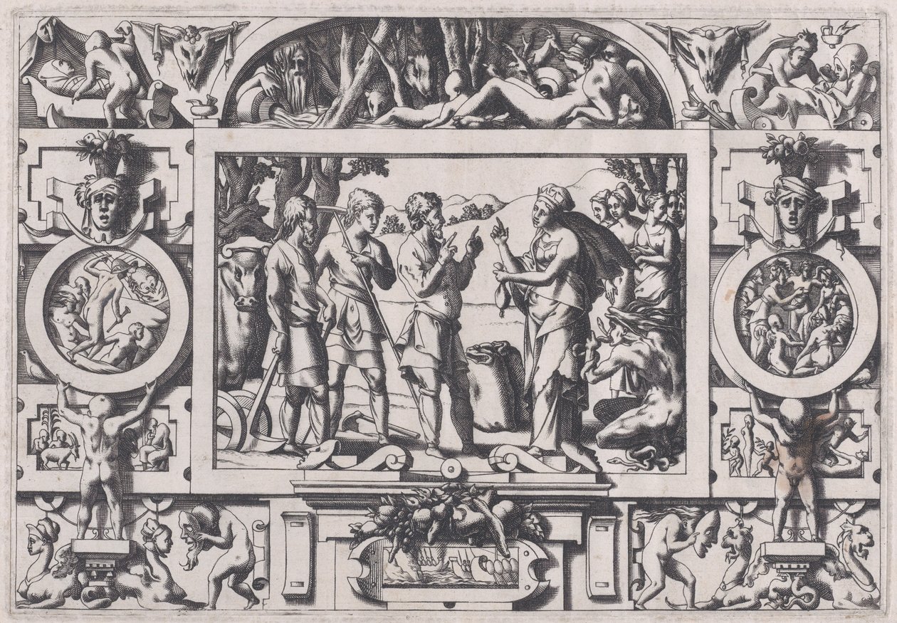 Königin Ino und der Bauer, 1563 von Rene Boyvin