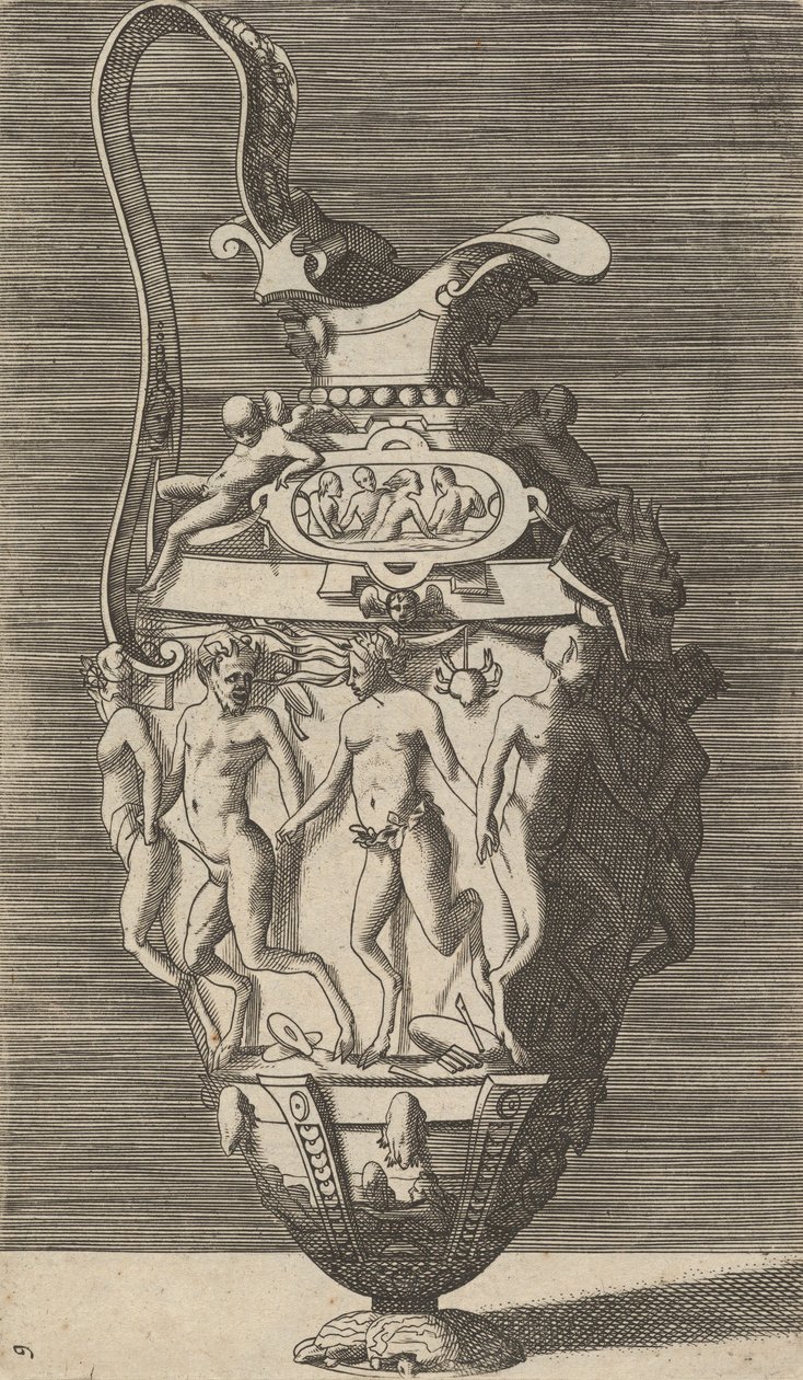 Vase mit tanzenden Frauen und Satyrn, spätes 17. Jahrhundert von Rene Boyvin