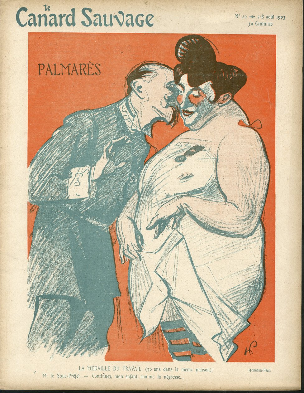 Illustration von Hermann-Paul (1864-1940) für das Cover von Die Wildente, Nr. 20 von Rene George Hermann Paul