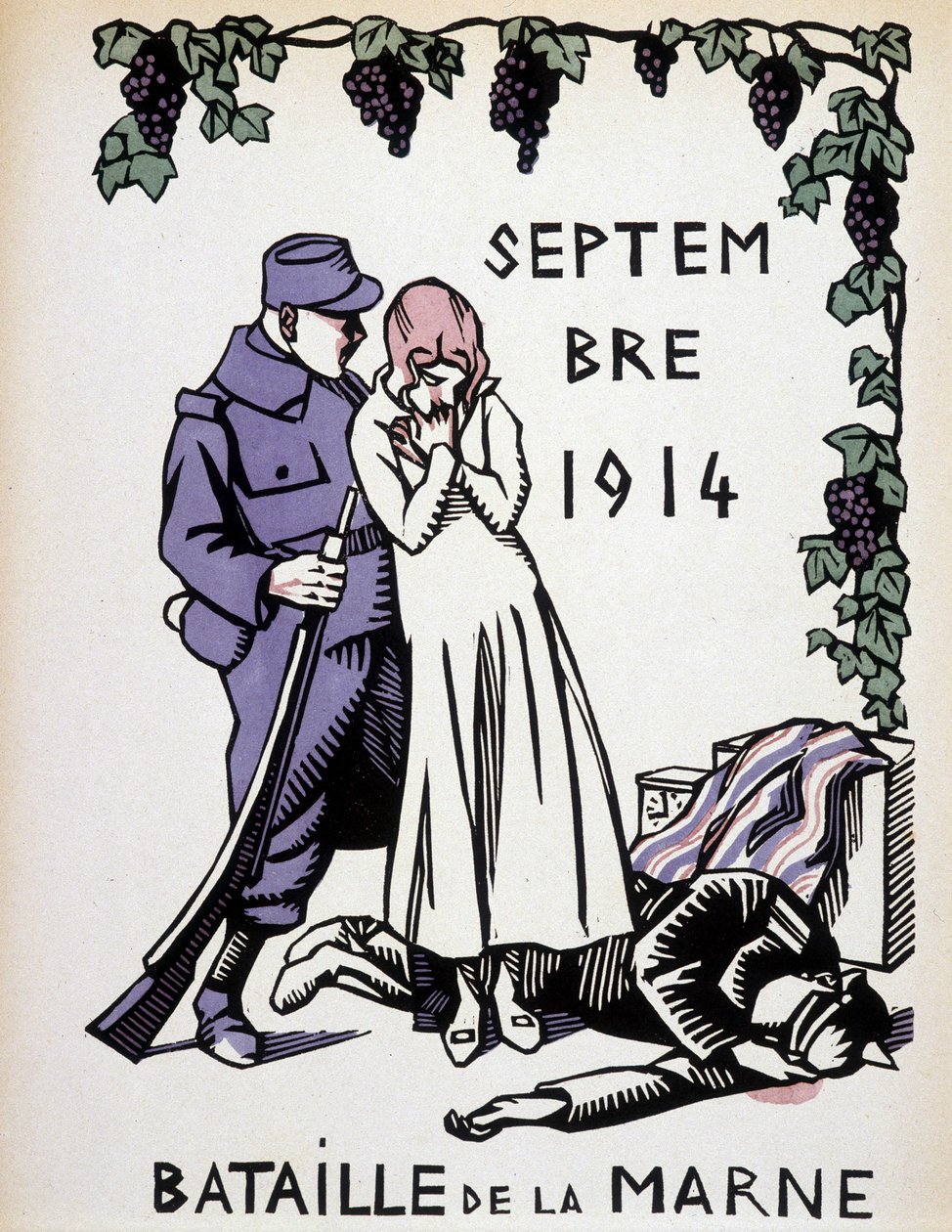 September 1914: Schlacht an der Marne - Zeichnung von Herman Paul, aus „Calendar of War“, Ausgabe 1916 von Rene George Hermann Paul