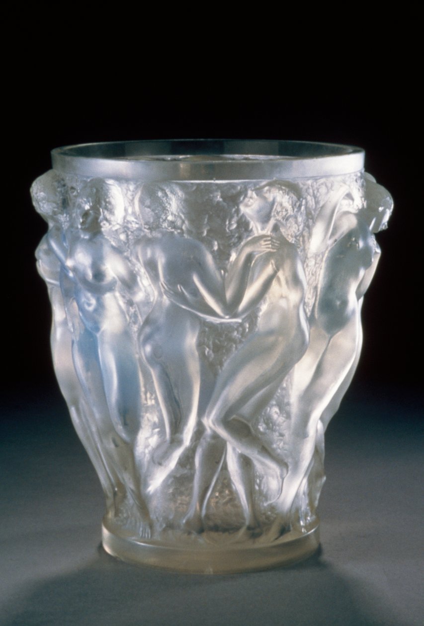 Bacchantes Vase aus opaleszierendem Glas, ca. 1920, von Rene Lalique (1860-1945). Frankreich, 20. Jahrhundert von Rene Jules Lalique