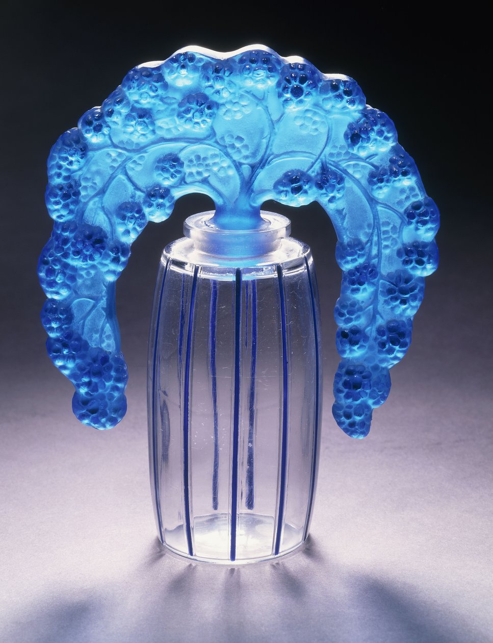 Bouchons Mures Nr. 495, ca. 1920 (klares und blau emailliertes Glas) von Rene Jules Lalique