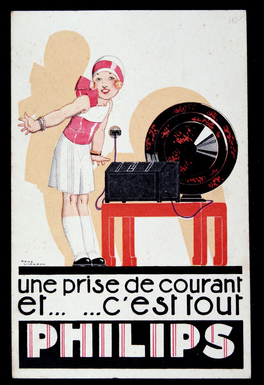 Werbung für das Radiogerät Philips, ca. 1930 von Rene Vincent
