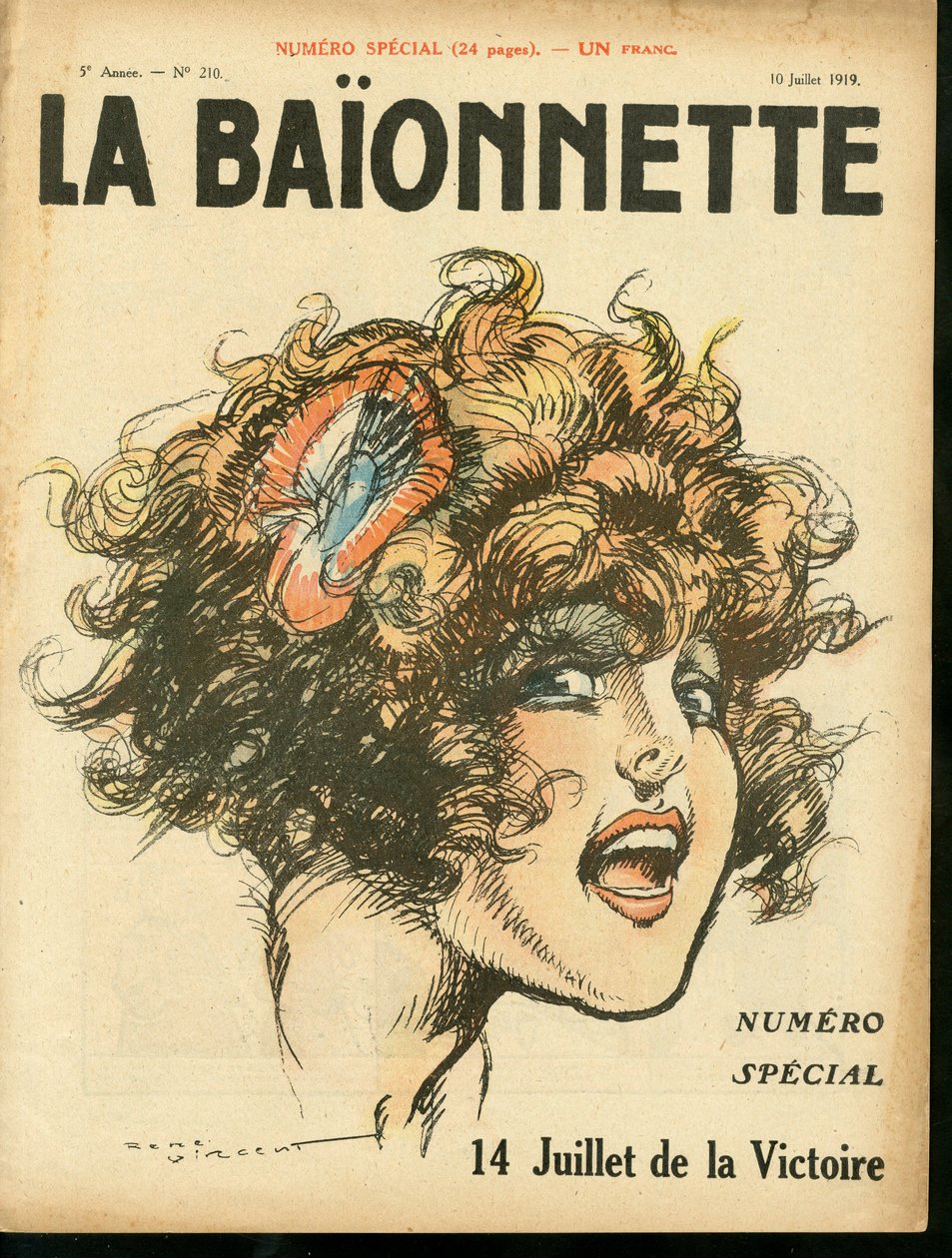 Cover von „La Baionnette“, Nummer 210, Satirisch in Farben von Rene Vincent
