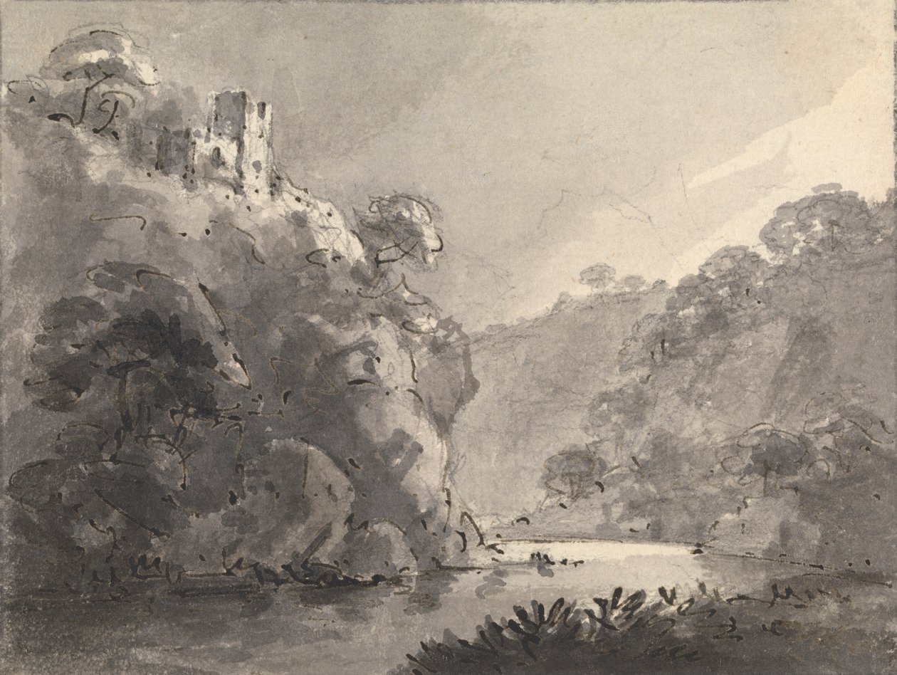 Landschaft mit Burg auf einem Hügel links von Rev. William Gilpin