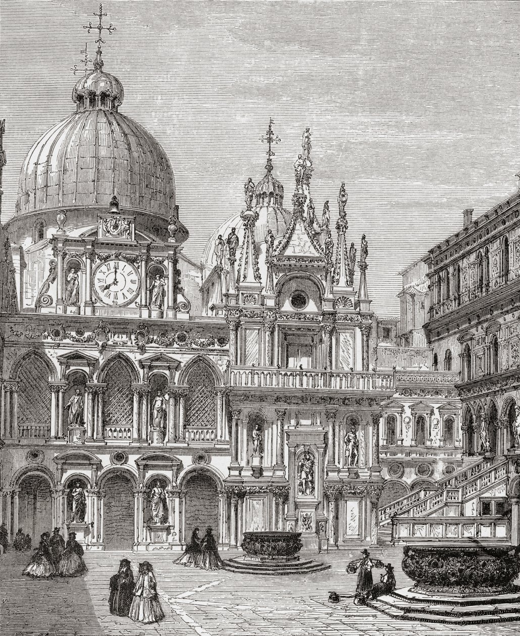 Hof des Dogenpalastes, Venedig, Italien im späten 19. Jahrhundert. Aus Italienische Bilder von Rev. Samuel Manning, veröffentlicht um 1890. von Reverend Samuel Manning