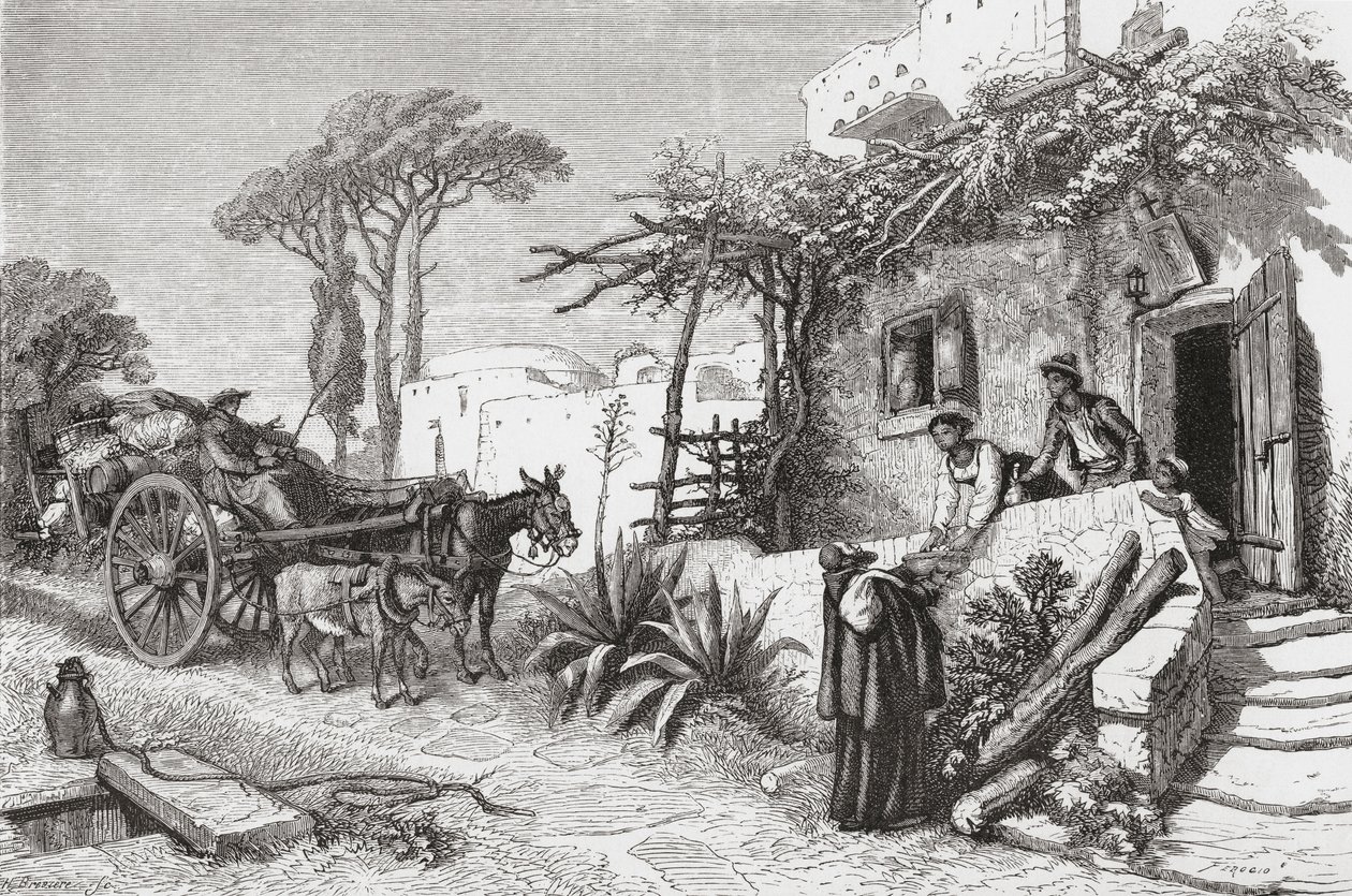 Bettelnde Mönche in der Nähe von Neapel, Italien im späten 19. Jahrhundert von Reverend Samuel Manning