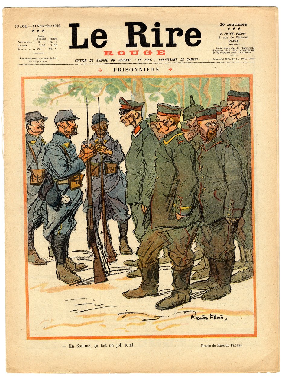 Titelblatt von „Das Rote Lachen“, Satirisch in Farben von Ricardo Flores