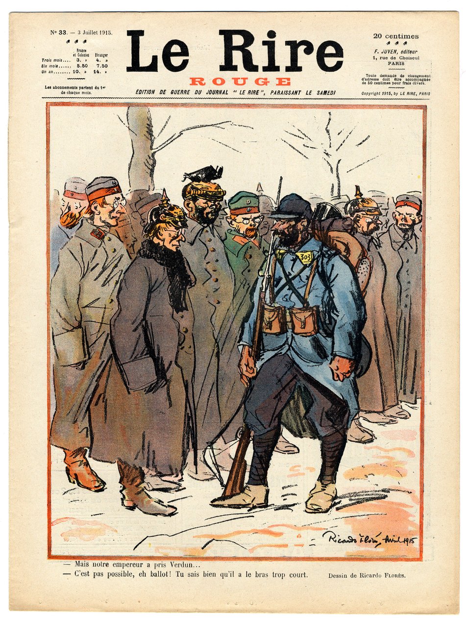 Titelblatt von „Das rote Lachen“, Satirisch in Farben von Ricardo Flores