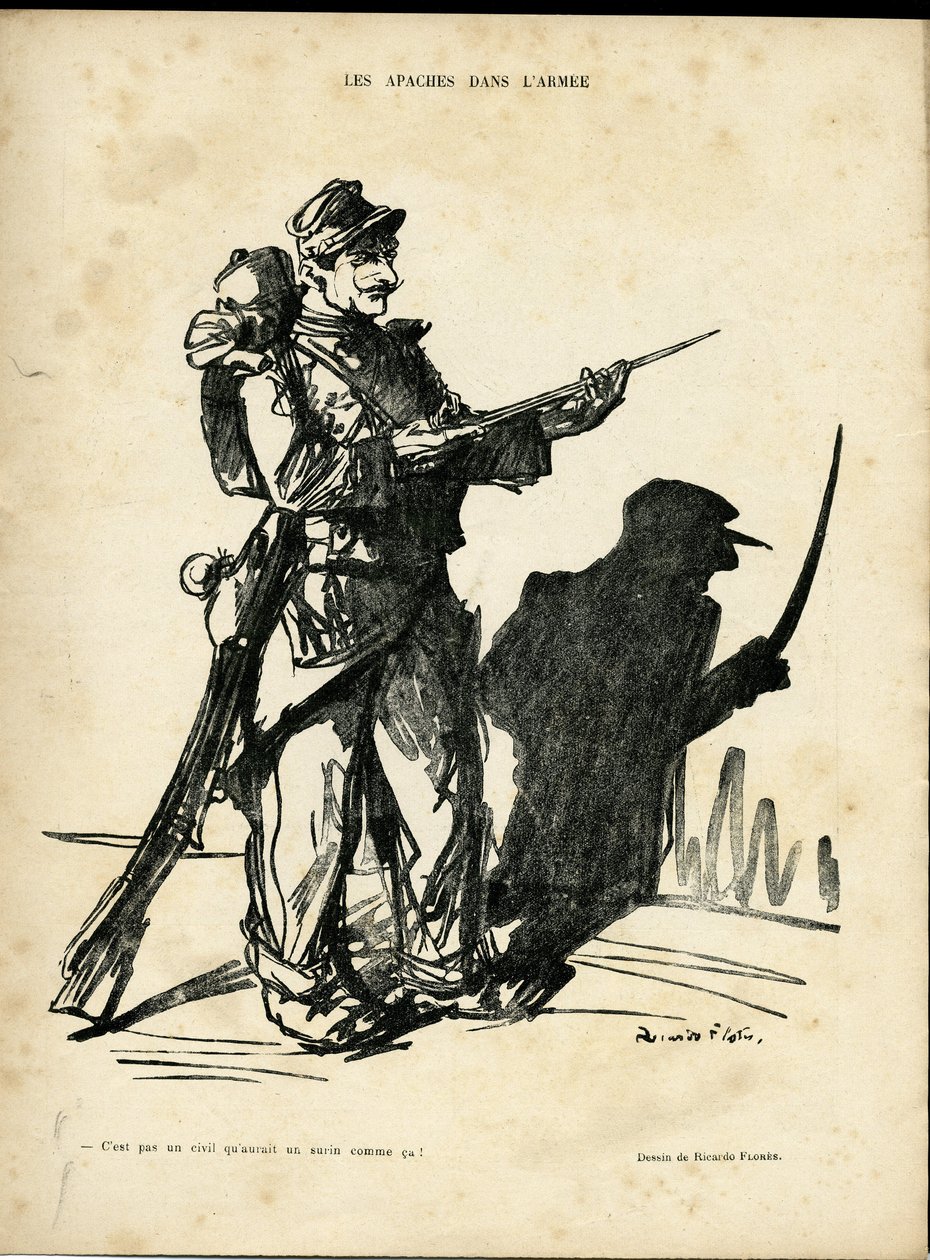 Illustration von Ricardo Flores (1878-1918) in Le Lire - Apachen in der Armee - Apachen Zuhälter - Schatten/Licht von Ricardo Flores