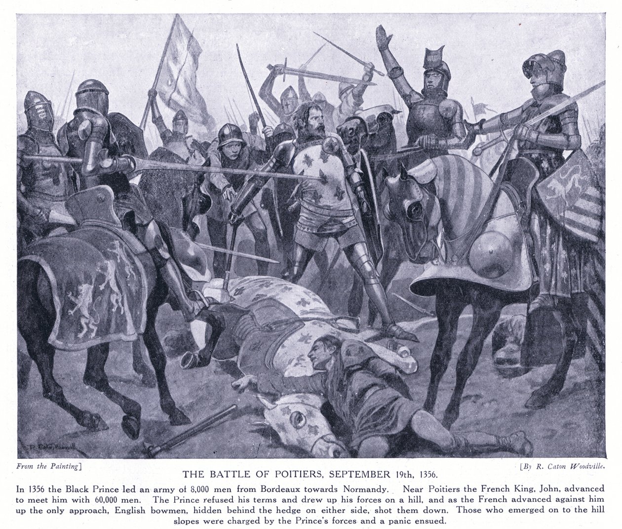 Die Schlacht von Poitiers 1356, 1920er Jahre von Richard Caton Woodville junior