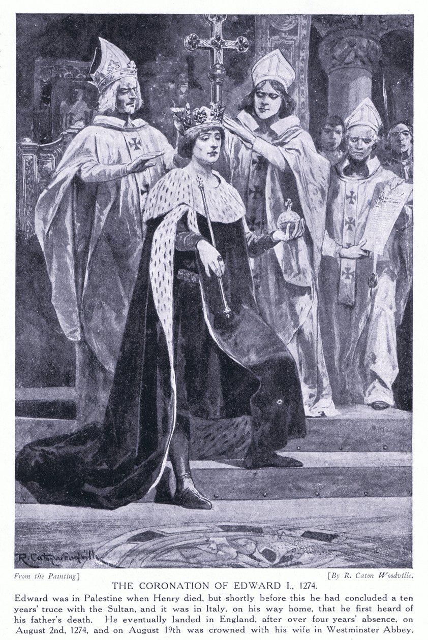 Die Krönung von Edward I. AD1274, 1920er Jahre von Richard Caton Woodville junior