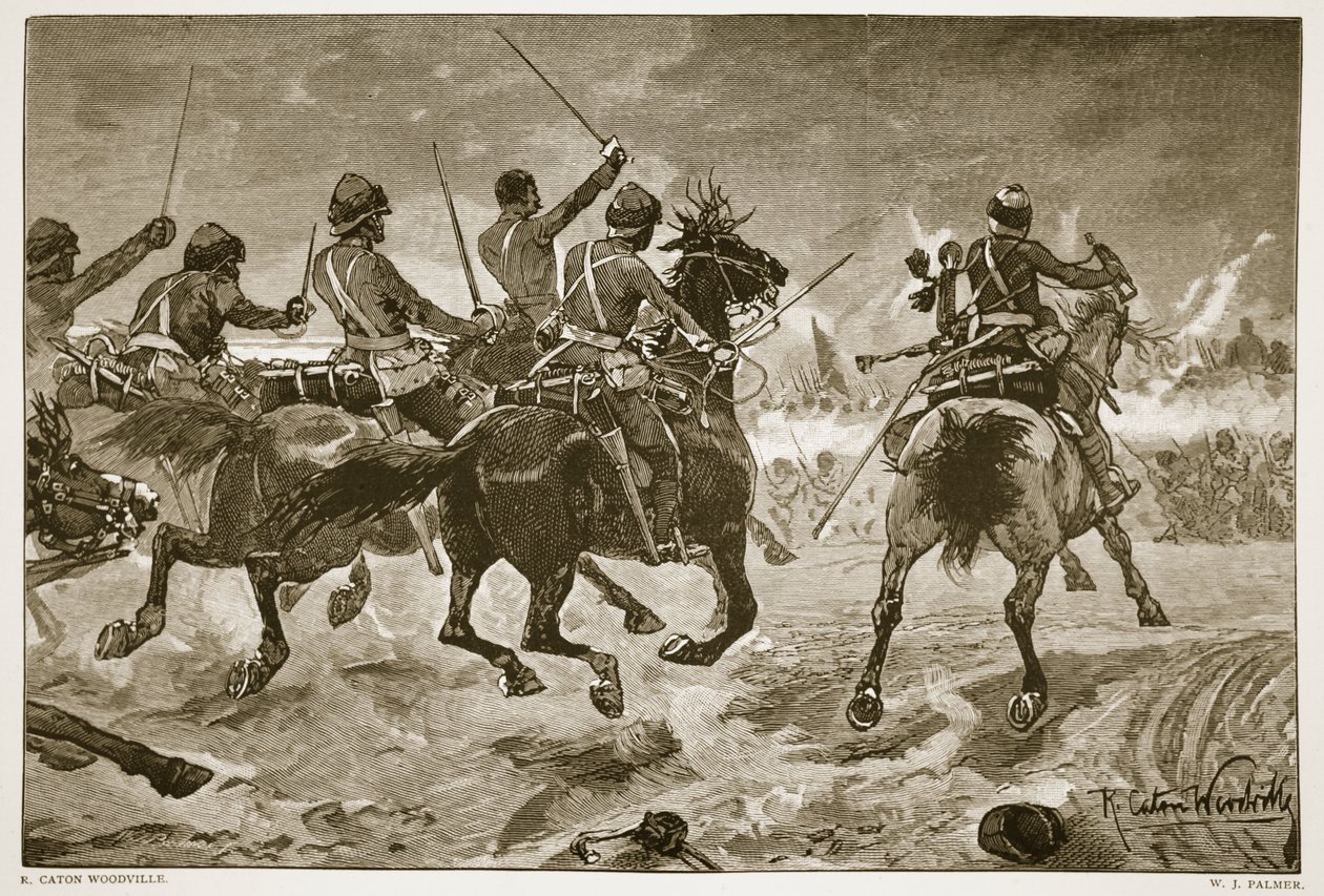 Mahsameh, Szene im ägyptischen Krieg von 1882, gestochen von W.J. Palmer von Richard Caton Woodville