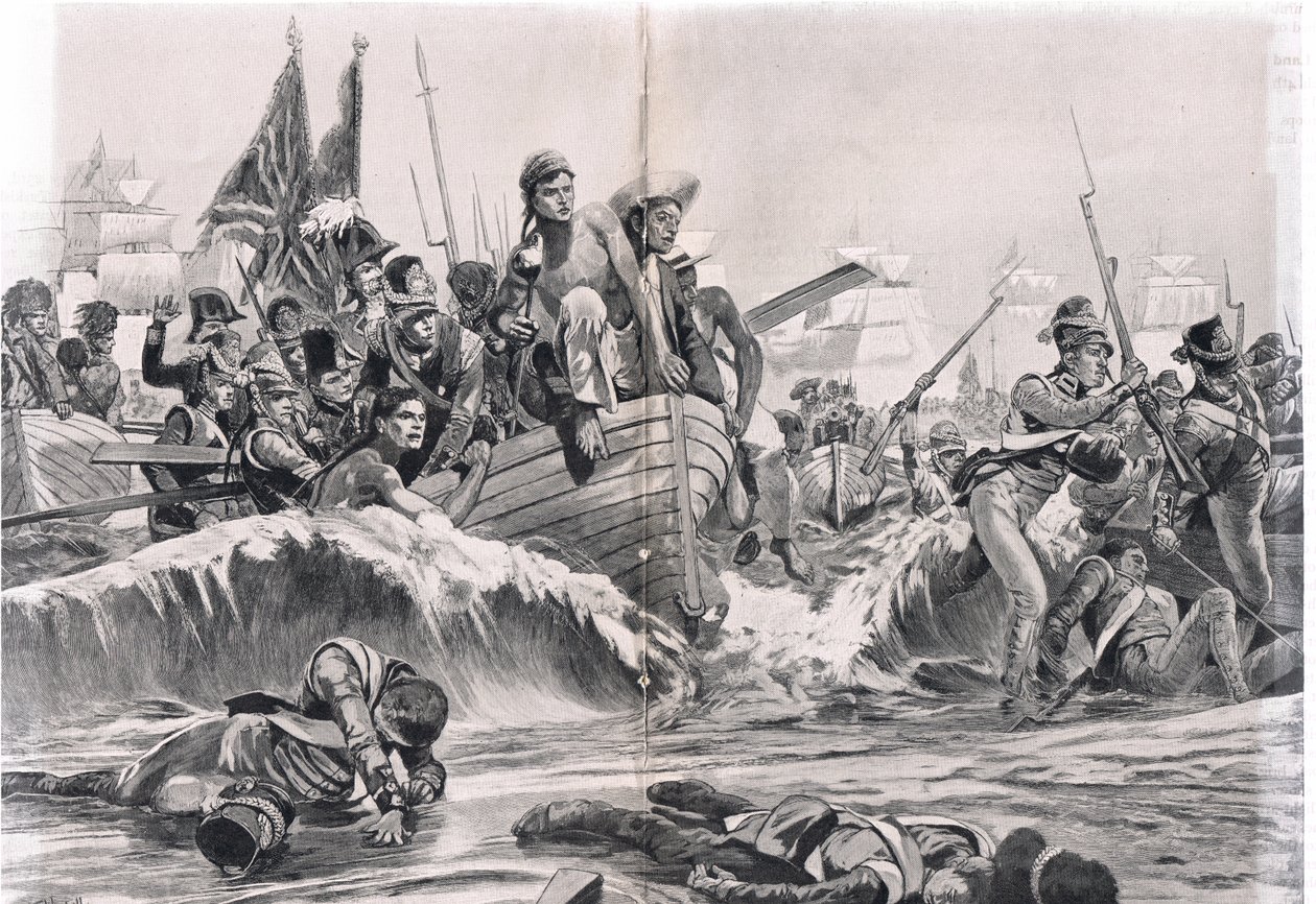 Die Landung der britischen Truppen in der Aboukir-Bucht, Illustration aus 