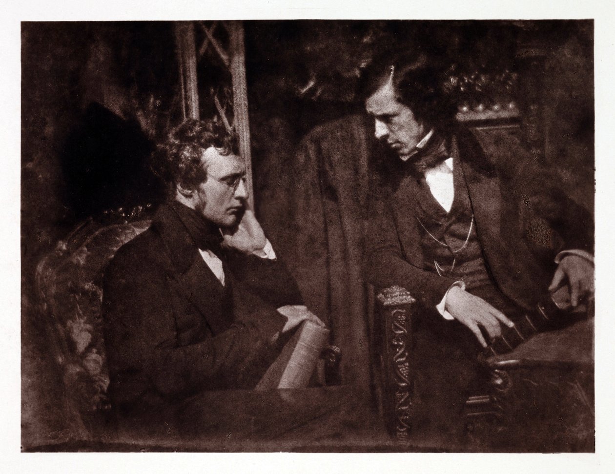 Zwei Männer im Gespräch: Dr. Samuel Brown (1817-1856) und Reverend George Gilfillan (1813-1878), Fotografie um 1840 von John Pardon