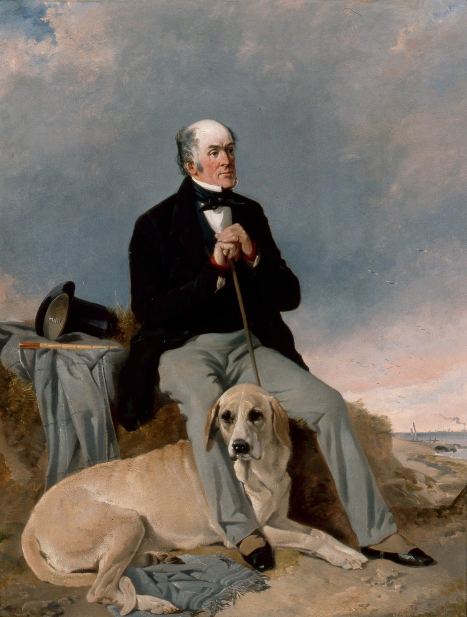 Porträt eines Gentlemans mit seinem Labrador von Richard Ansdell