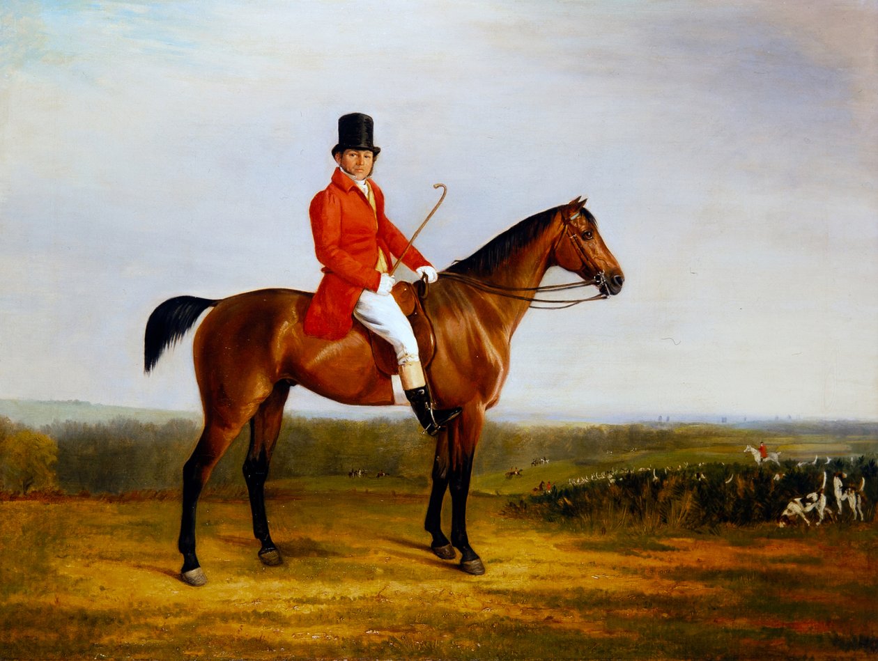 Isaac Sadler auf einem braunen Jäger von Richard Barrett Davis