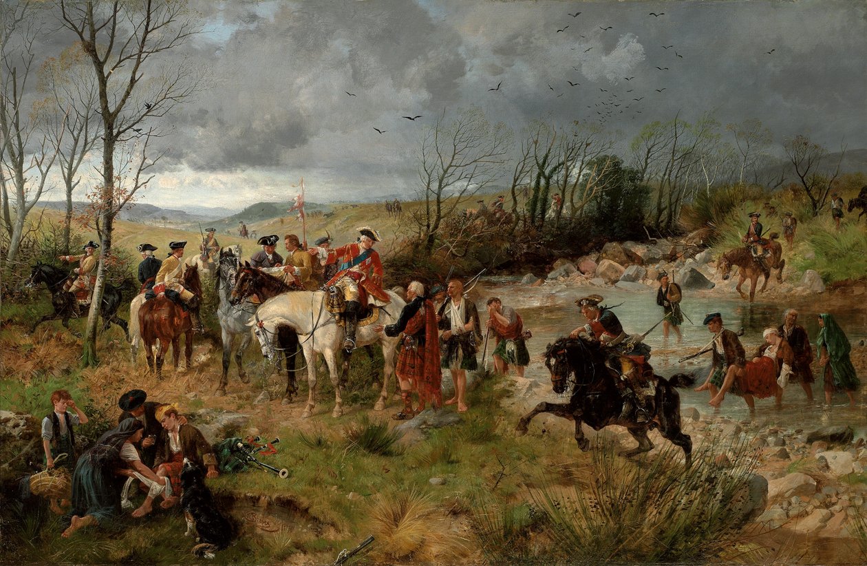 Halt von Prinz Charles Edward am Ufer des Nairne, 1878 von Richard Beavis
